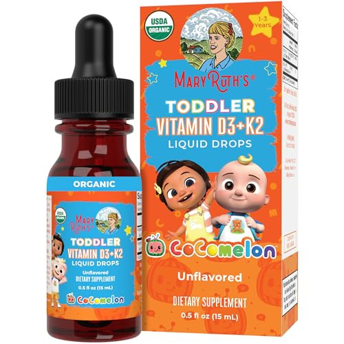 MaryRuth Organics CoComelon Vitamin D3 K2 Liquid Drops for Toddlers | Vitamin K2 D3 Supplement for Kids Ages 1-3 | Calcium Absorption | Strong Bones | USDA Organic | Sugar Free | 15 mL | Amazon (US)