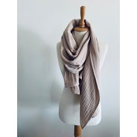 Beige Scarf - Muslin Cotton Shawl Fluffy Gauze Woman Scarves Fashion 2022 Autumn Wrap Outfit Details | Etsy (US)