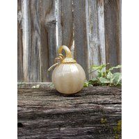 Attractive Hand Blown Glass Pumpkin in ""Harvest Cream"" Color With Vanilla Gold Metallic Stem. Warm | Etsy (US)