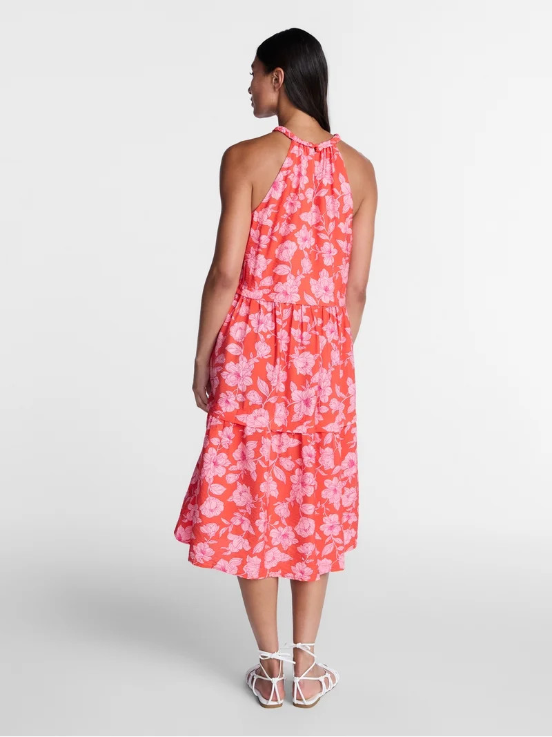 Time and Tru Women's Braided Halter Midi Dress, Sizes XS-XXXL | Walmart (US)