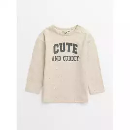Buy Cream Cute And Cuddly Slogan Long Sleeve T-Shirt 9-12 months | Tops | Tu | Tu Clothing
