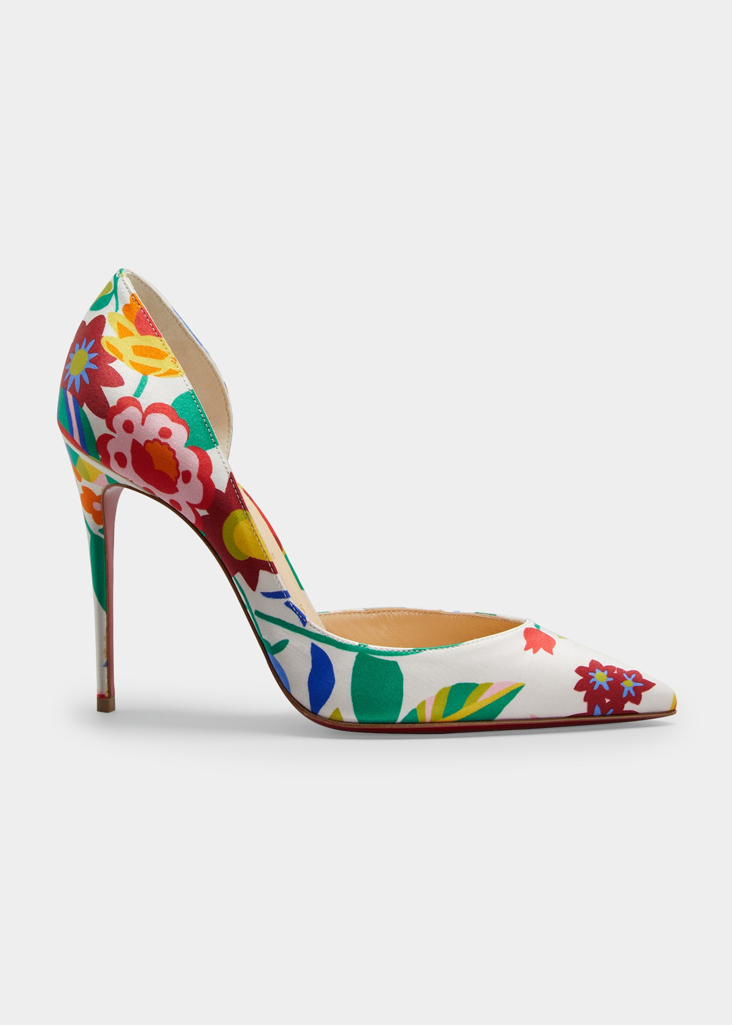 Iriza 100mm Crepe Satin Bloomy Red Sole Pumps | Bergdorf Goodman