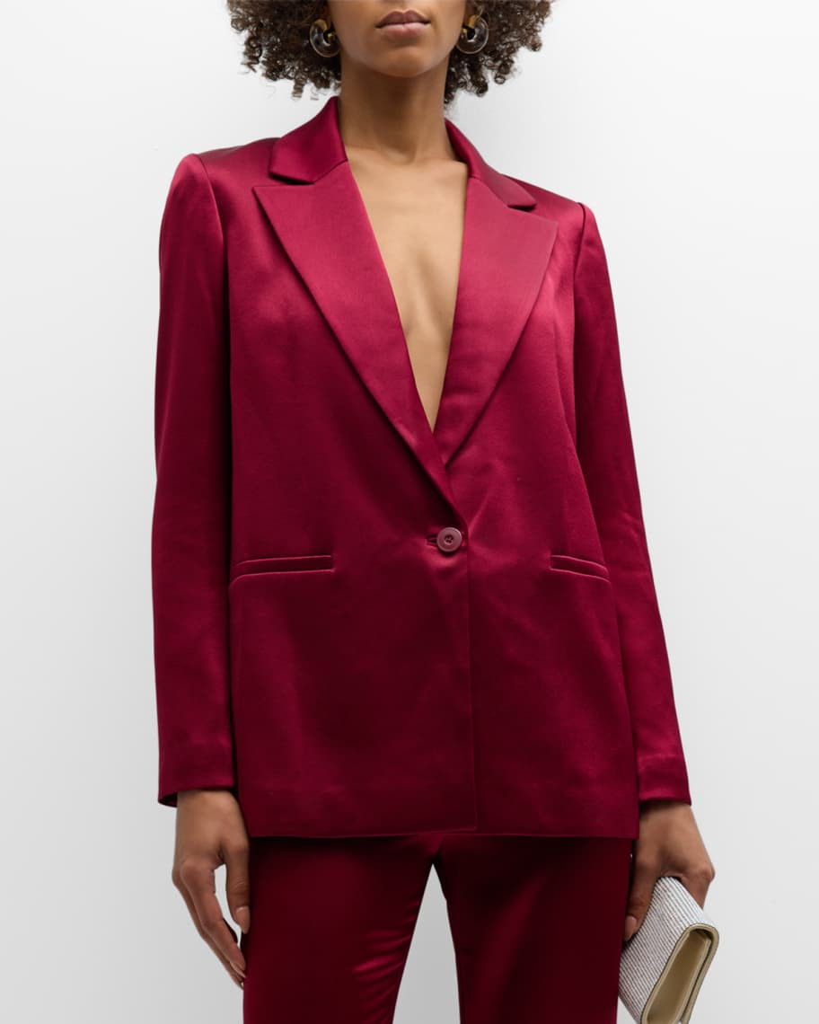 Alice + Olivia Denny Satin Boyfriend Blazer | Neiman Marcus