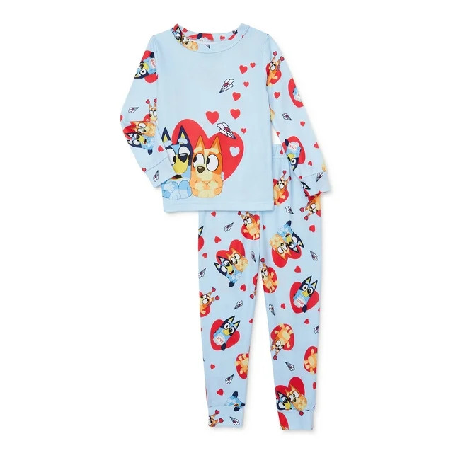 Bluey Toddler Unisex Valentine's Day Pajama Set, 2-Piece, Sizes 12M-5T | Walmart (US)