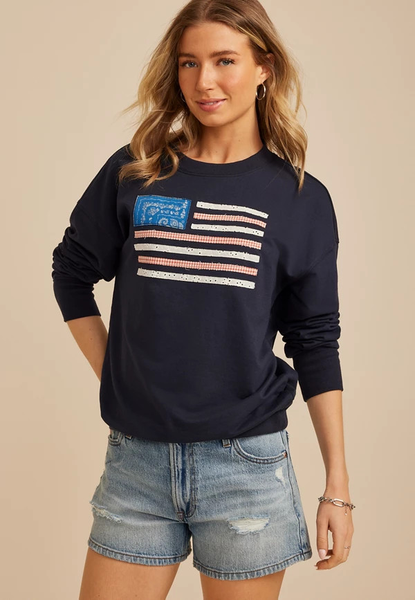 Americana Patchwork Flag Sweatshirt | Maurices