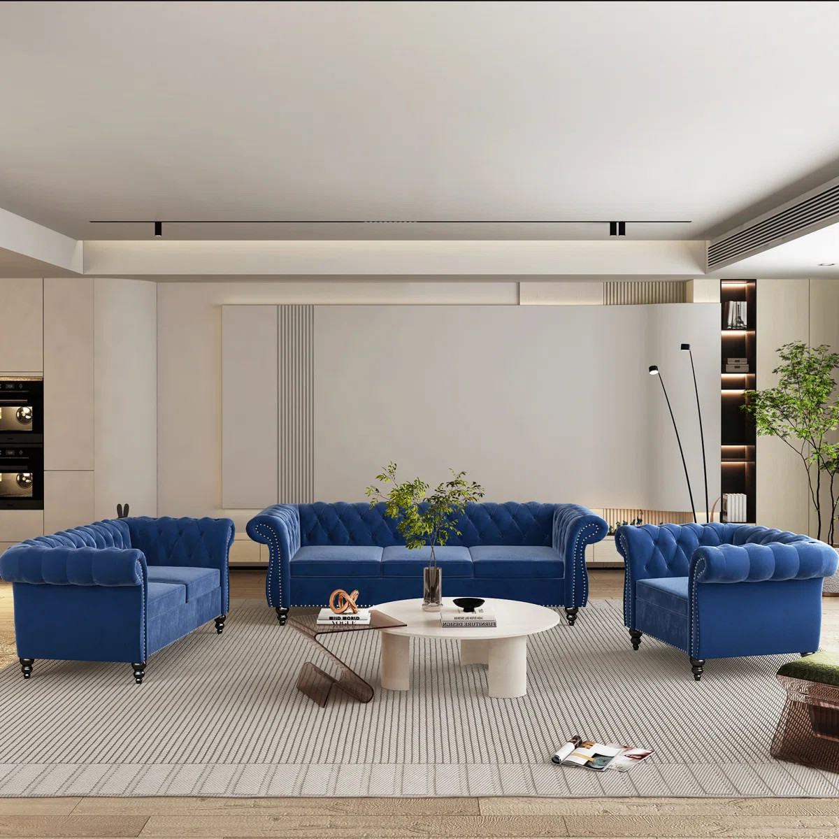 Evetta 3 - Piece Velvet Living Room Set (Set of 3) | Wayfair North America