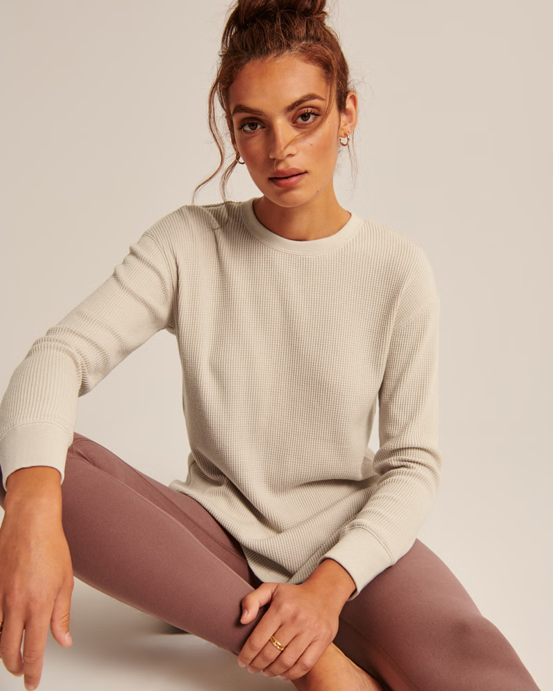 Long-Sleeve Waffle Crew Tee | Abercrombie & Fitch (US)