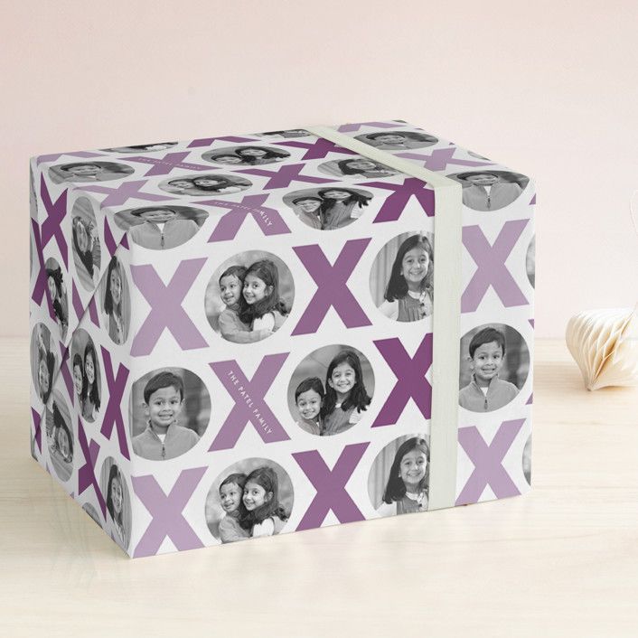 "XO" - Customizable Personalized Wrapping Paper Sheets in Purple by Lauren Chism. | Minted