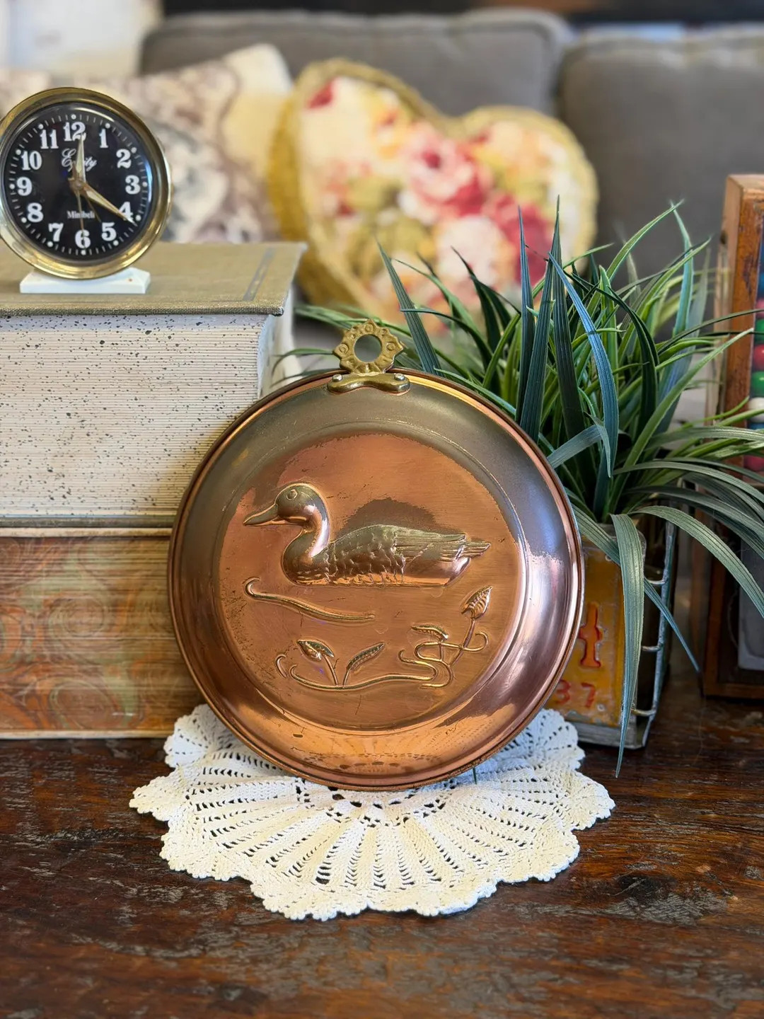 Vintage Solid Copper Mold w/ Duck Motif & Brass Wall Hook | Farmhouse Country Rustic Kitchen Deco... | Etsy (Global)