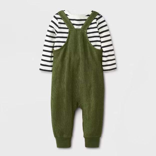 Baby Boys' Knit Dungaree Set - Cat & Jack™ Olive Green | Target