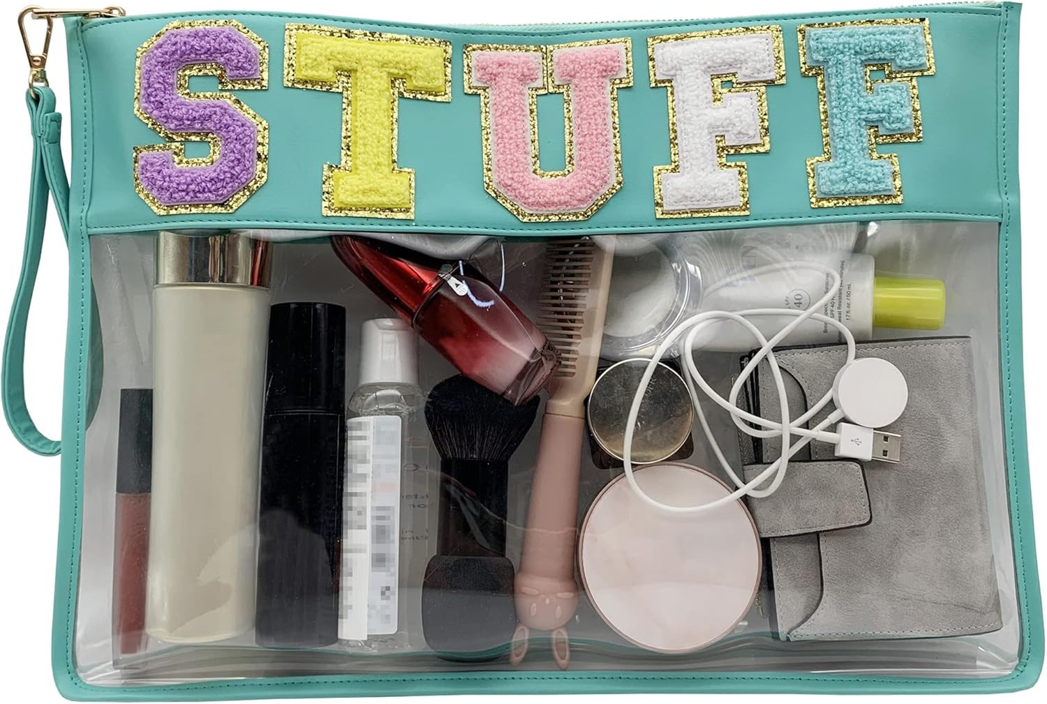 TopTTanBo Chenille Letter Clear Bag Purse Multi-purpose Transparent Waterproof Snacks Makeup Tote... | Amazon (US)