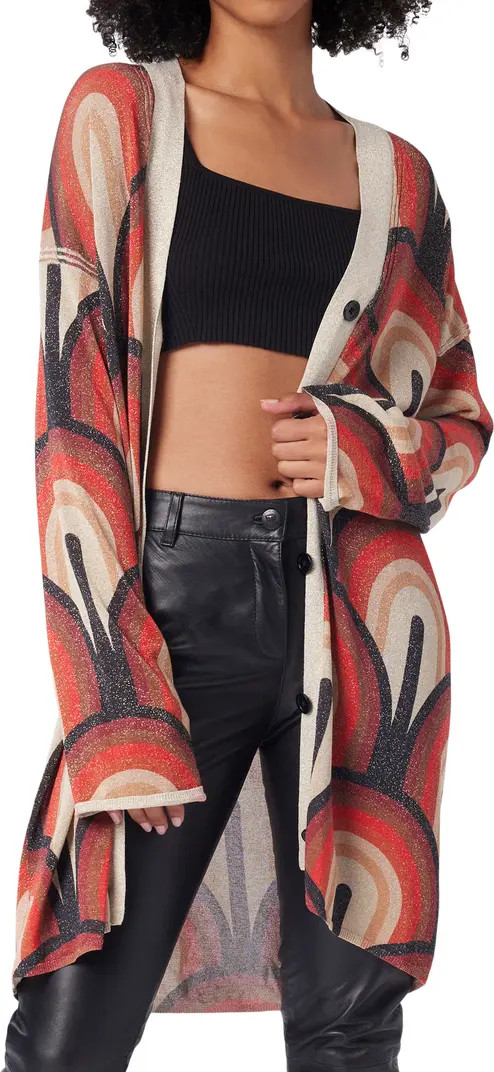 LITA by Ciara Metallic Print Longline Cardigan | Nordstrom | Nordstrom