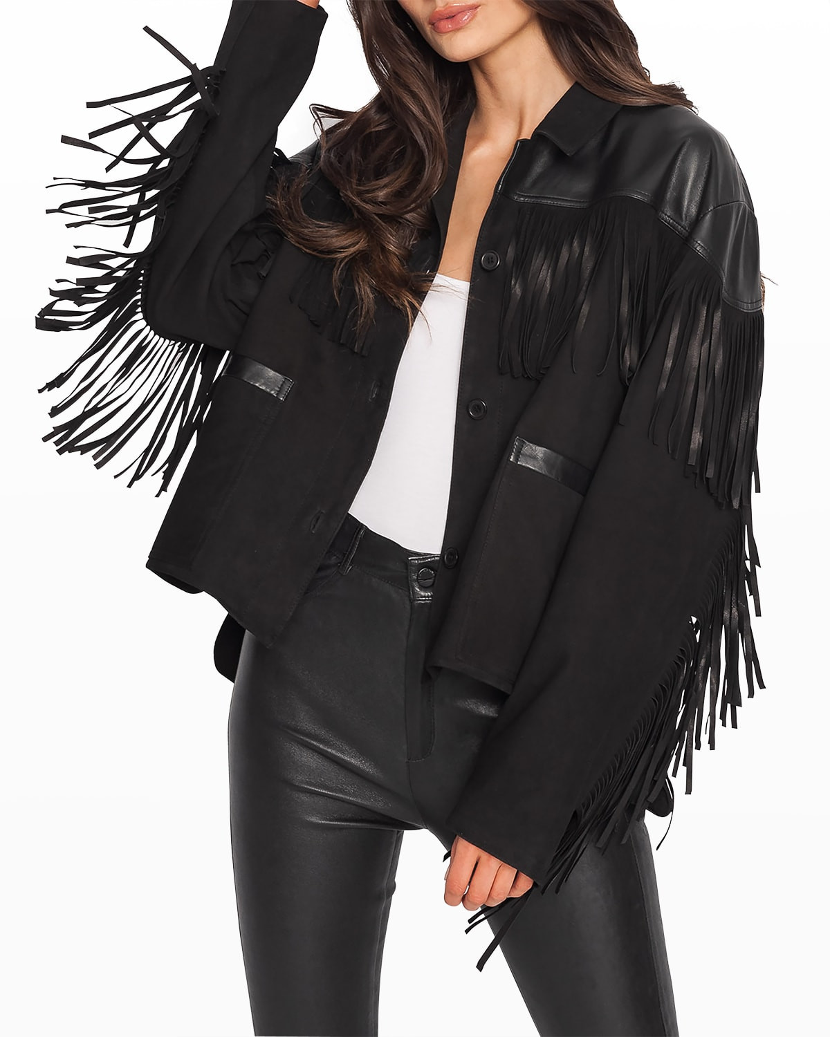 Madeline Suede Leather Fringe Jacket | Neiman Marcus