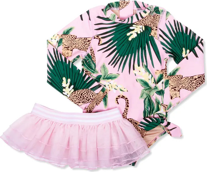 Shade Critters Kids' Tropical Leopard One-Piece UPF 50+ Rashguard Swimsuit with Tulle Skirt | Nor... | Nordstrom Rack