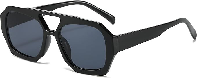 Mirkcittle Trendy Square Aviator Sunglasses for Women Men Hexagonal Thick Frame Double Bridge Des... | Amazon (US)