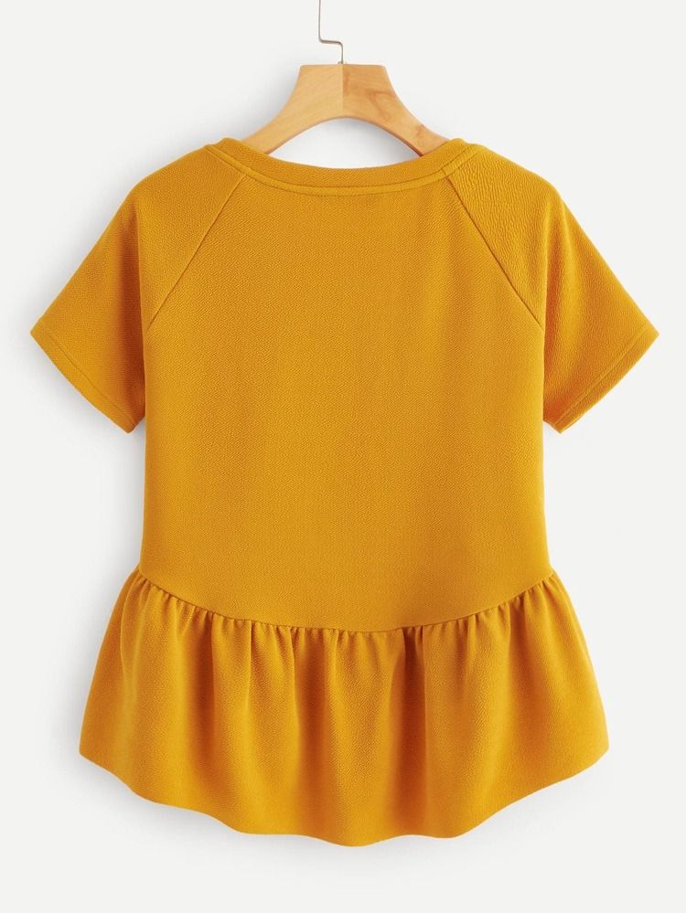 Dip Hem Raglan Sleeve Peplum Top | SHEIN