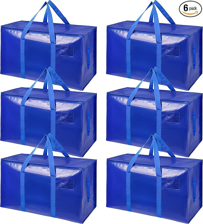 6 Pack Moving Bags Heavy Duty Storage Bags With Zippers And Strong Handles,Packing Bags For Movin... | Amazon (US)