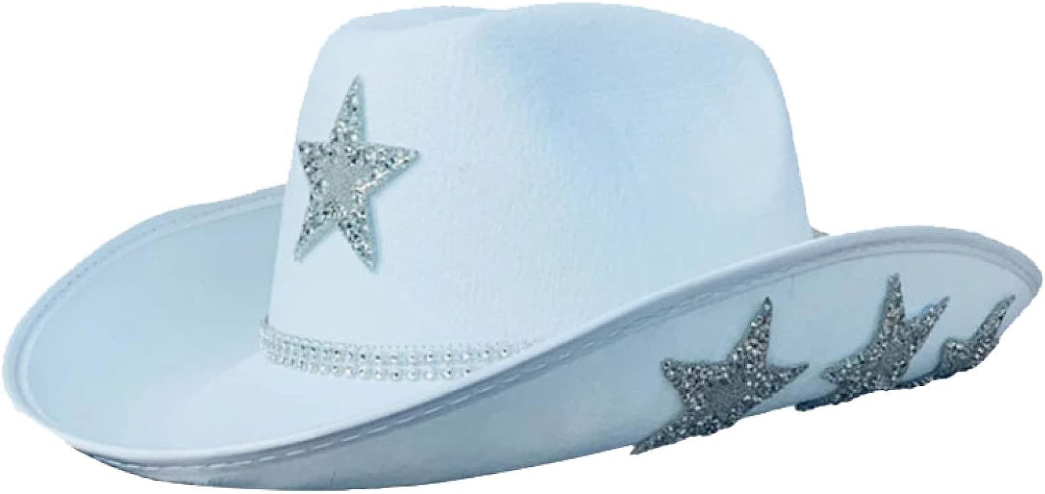 EBRICON Sombrero de vaquero blanco beige para hombre, con lentejuelas y diamantes de imitación, ... | Amazon (US)
