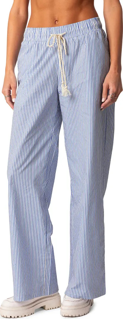 Stripe Wide Leg Drawstring Cotton Pants | Nordstrom