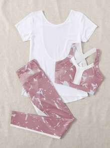 3pack Graphic Print Sports Bra & Leggings & Tee SKU: st2203213707230963(500+ Reviews)$22.49$21.37... | SHEIN