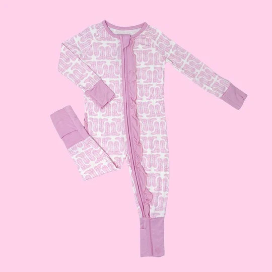 Pink Boots Ruffle Romper | Poppy Kids Co