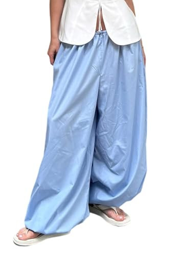 LETSVDO Women's Palazzo Balloon Pants Drawstring Waist Wide Leg Pleated Barrel Harem Pants Baggy Casual Lantern Joggers | Amazon (US)