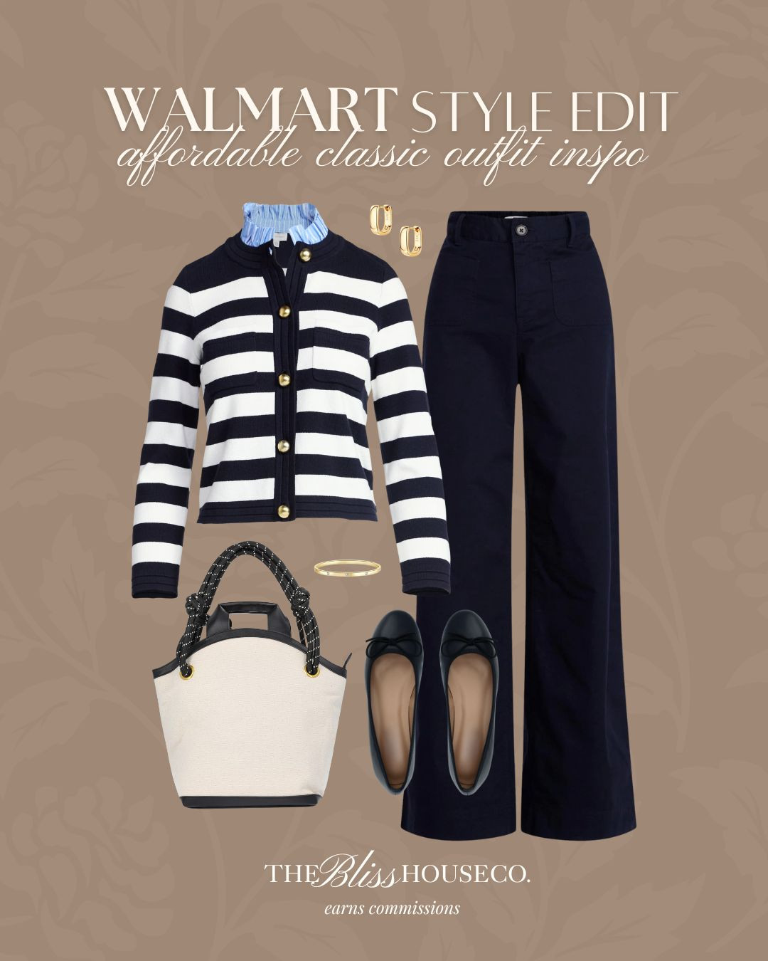 Classic navy style. 🤍 Striped cardigan, tailored trousers & chic everyday accessories. Elevated looks for less from Walmart. 


Walmart fashion, classic outfit, navy style, striped cardigan, tailored pants, workwear, chic basics, ballet flats, everyday bag, gold jewelry, coastal style, preppy look, timeless outfit, affordable fashion, capsule wardrobe, polished style, office outfit, effortless chic, modern classic, budget finds 

 #LTKootd