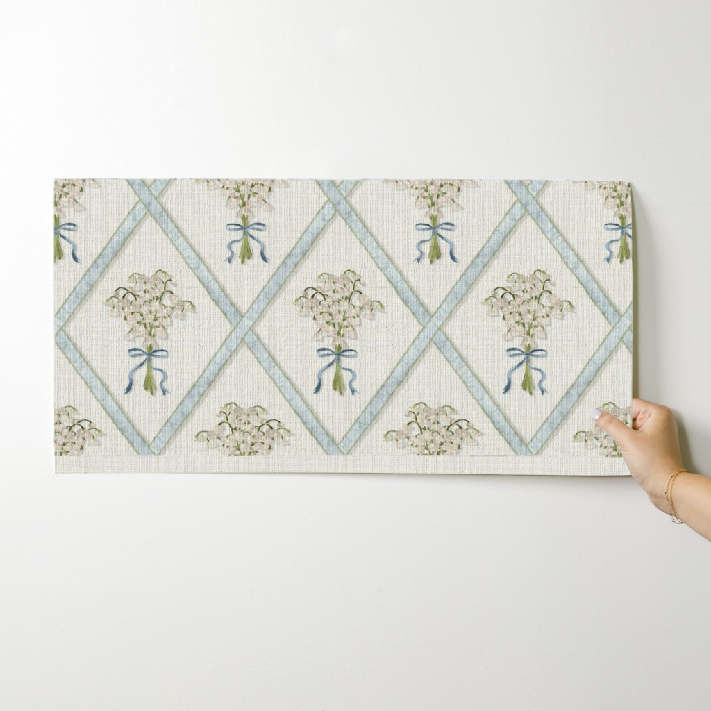 Wallpaper in Lily in Blue Green and White | Spoonflower