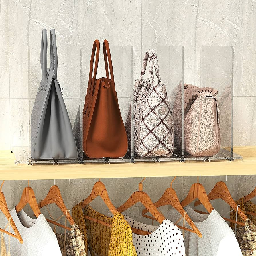 Purse Organizer for Closet, Clear Shelf Dividers,Adjustable Acrylic Shelf Divider for Clothes Pur... | Amazon (US)