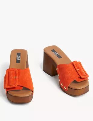 Suede Studded Buckle Clogs | M&S Collection | M&S | Marks & Spencer IE