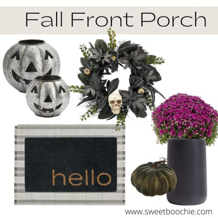 Halloween fall front porch inspo. Galvanized jack-o-lanterns, outdoor planters, Halloween wreath, faux pumpkins 

#LTKhome #LTKSeasonal #LTKHalloween