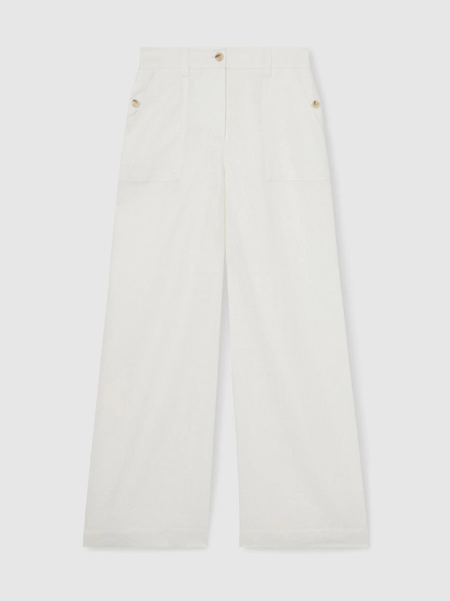 Reiss Reiss White Ashby Linen Wide-Leg Trousers | Next US