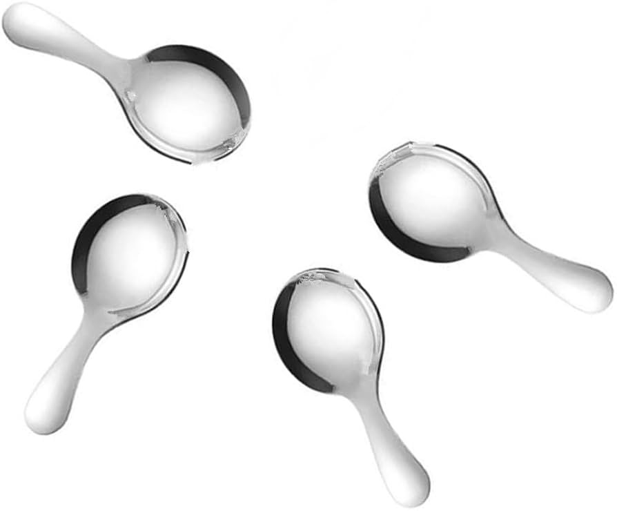 4pcs 304 Stainless Steel Spoon, Short Handle Spoon, Cute Dessert Ice Cream Spoon, Titanium Plated... | Amazon (US)