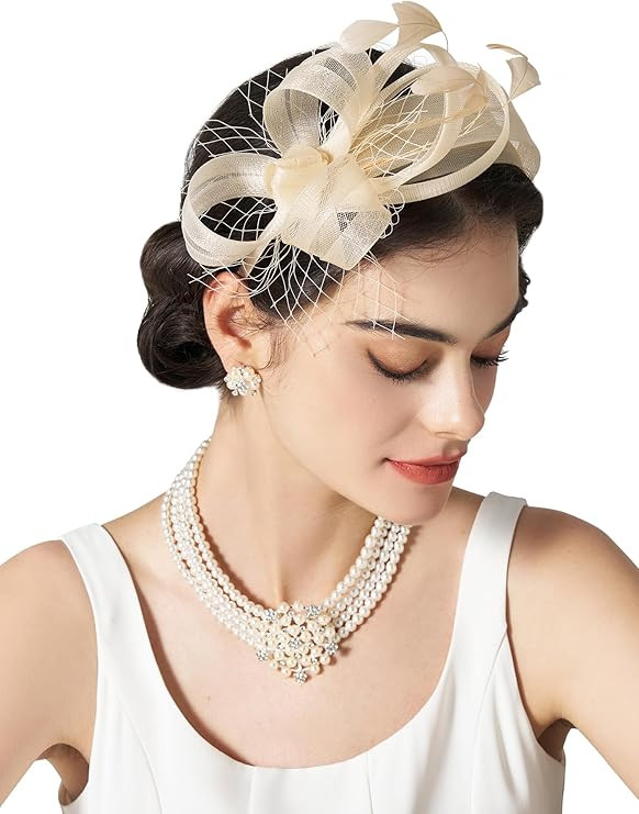 SWEETV Fascinators Headband with Feather, Women's Tea Party Hat for Kentucky Derby, Cocktail, Wed... | Amazon (US)