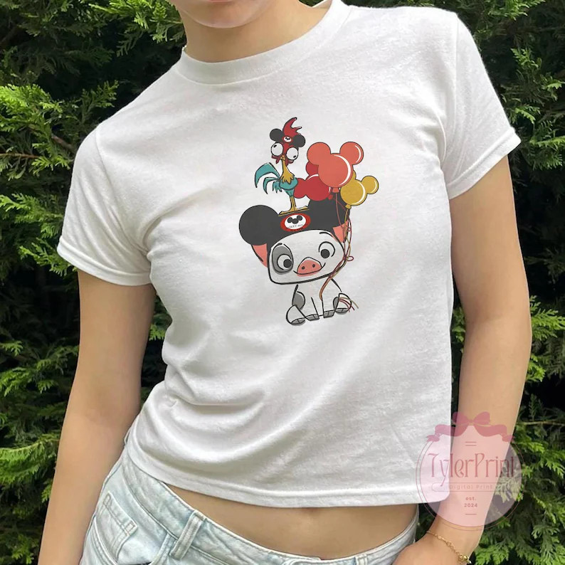 Pua & Hei Hei Moana Baby Tee Crop Top Tank, Mickey balloon Moana movie WDW Disneyland Girls Trip ... | Etsy (US)
