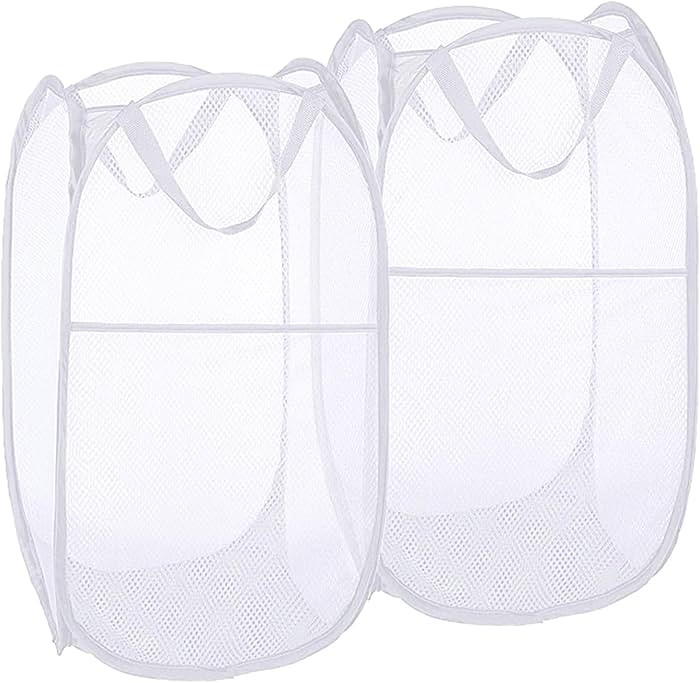 Pack of 2 Pop Up Laundry Hampers, Collapsible Mesh Laundry Baskets, Foldable Clothes Hampers for ... | Amazon (US)