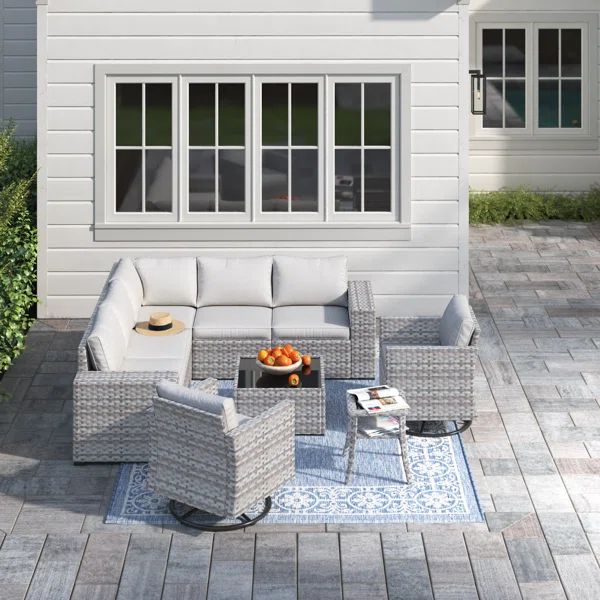 Baili Rattan Sectional Seating Group with Cushions | Wayfair North America