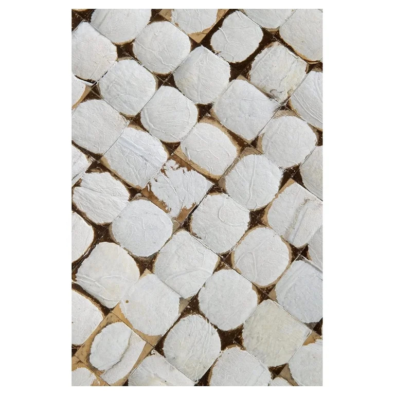 Drevy Round Side Table - Real Coconut Shell Mosaic Inlaid, Pre-Assembled, Natural Wood and Finish... | Walmart (US)
