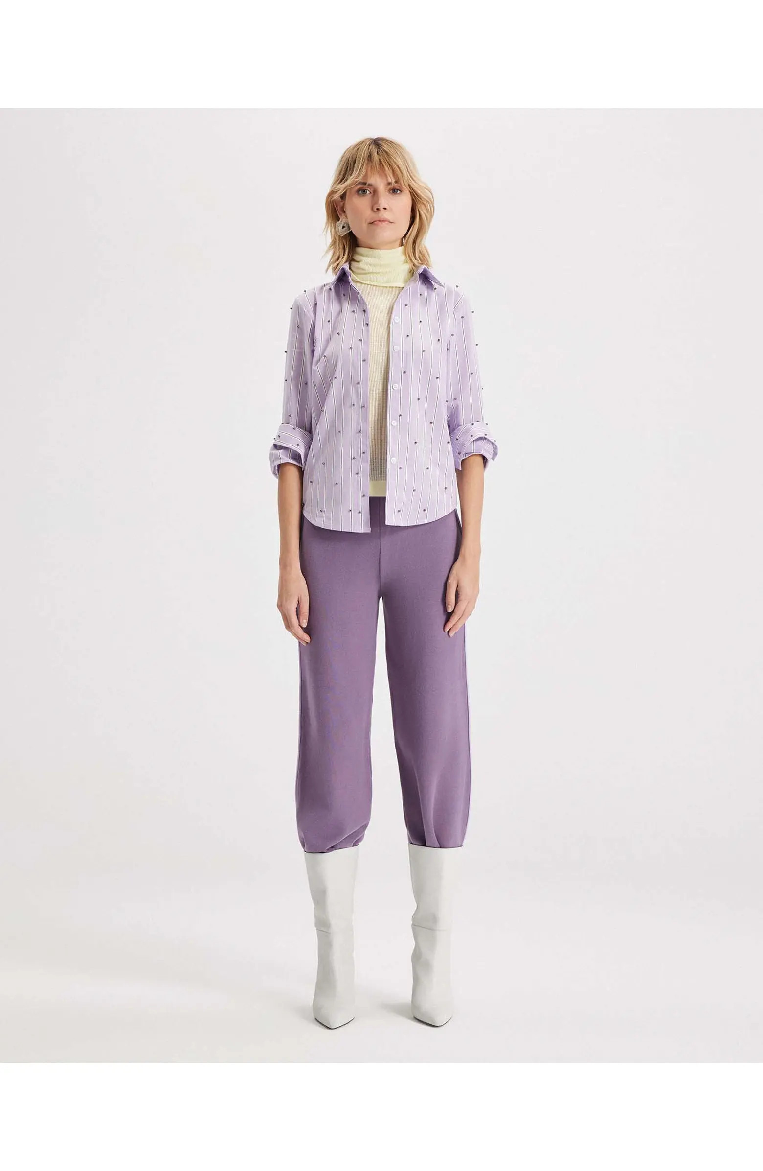 THEO The Label Echo Mix Stripe Pearly Shirt | Nordstrom | Nordstrom