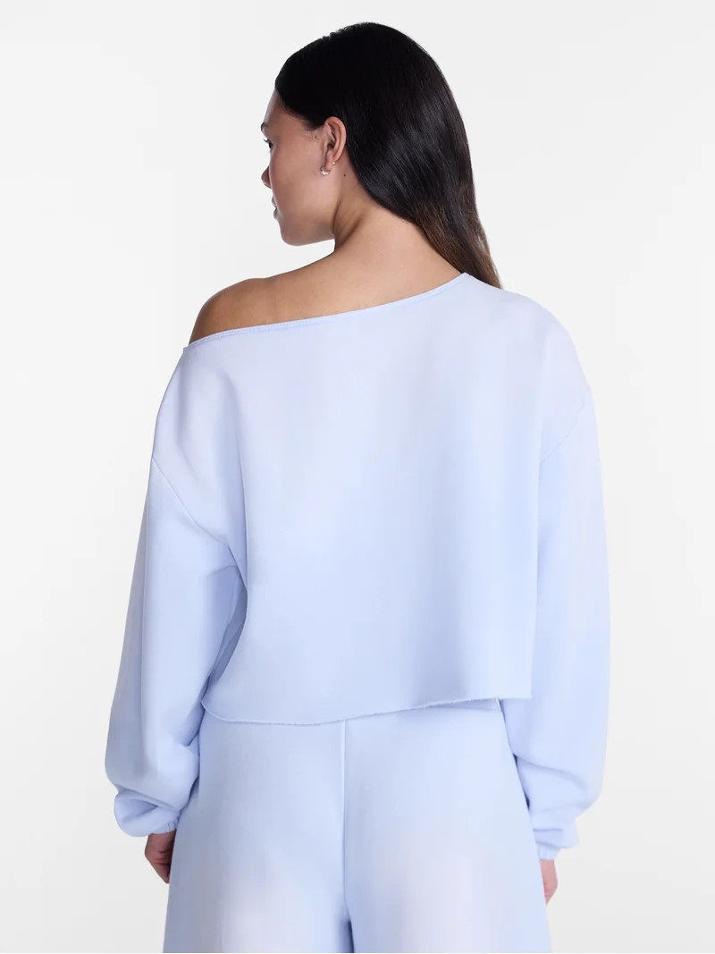 No Boundaries Mineral Wash Off the Shoulder Sweatshirt, Women's XXS-XXL | Walmart (US)