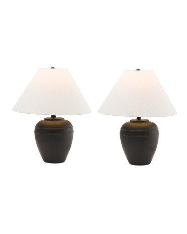 2pk 21in Textured Angled Shade Table Lamp Set | TJ Maxx