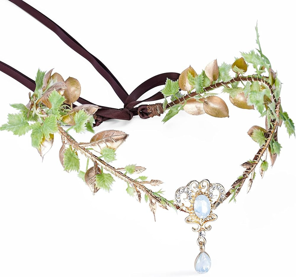 MOSTORY Woodland Flower Elf Headpiece - Floral Headband Leaf Fairy Crown Elven Circlet for Women ... | Amazon (US)