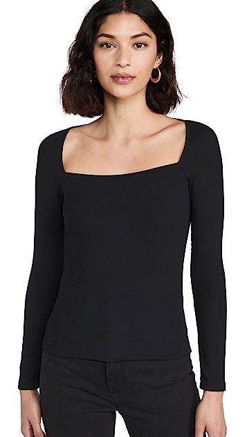 Astrid Long Sleeve Square Neck Top | Shopbop