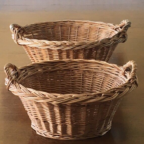 Wicker Oval Reed Baskets Choose 14" or 17" Natural Reed Baskets Laundry Room Decor Rustic Farmhou... | Etsy (US)