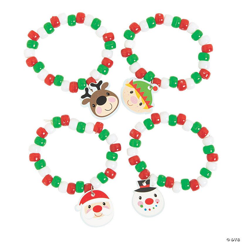 Christmas Character Charm Beaded Bracelet Craft Kit - Makes 12 | Oriental Trading Company