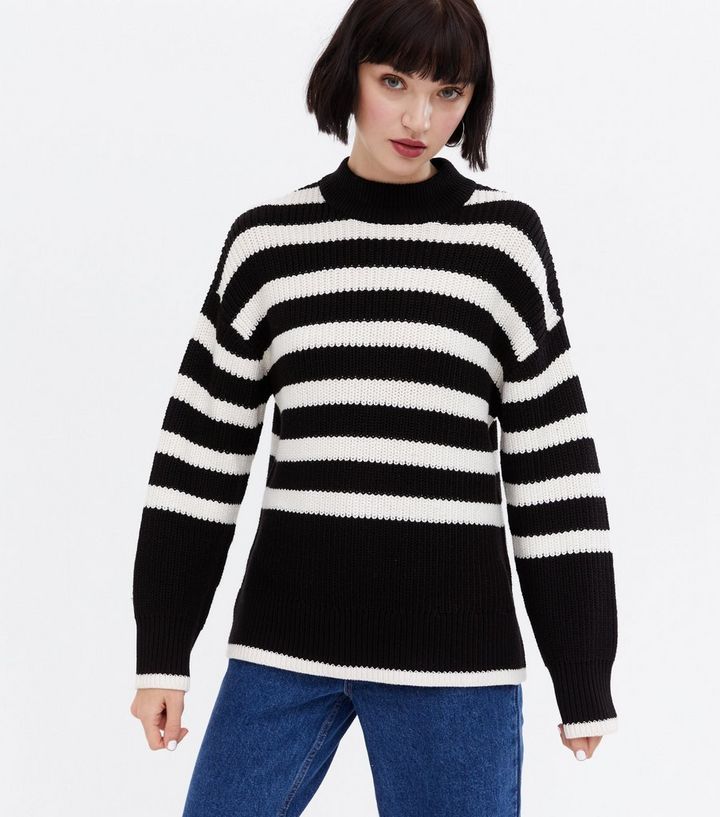 Black Stripe Knit High Neck Jumper
						
						Add to Saved Items
						Remove from Saved Items | New Look (UK)