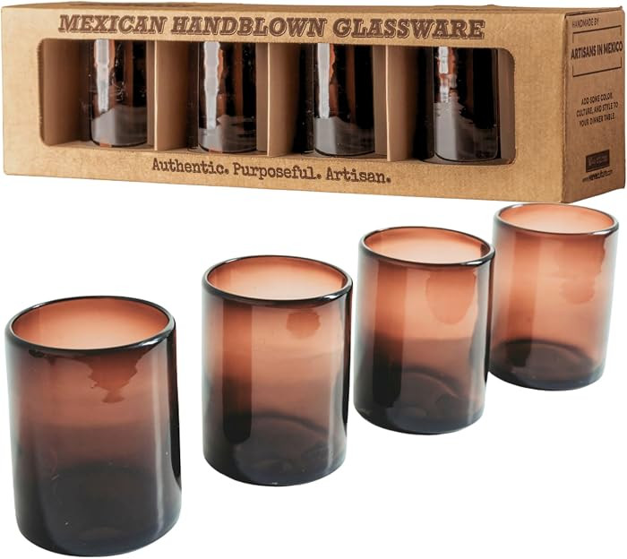 Verve CULTURE Mexican Hand Blown Drinking Glasses, Unique Handmade Glassware, Short Tamarind Glas... | Amazon (US)