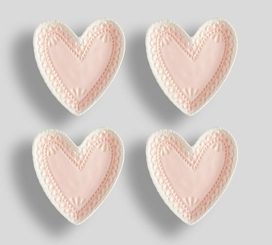 Cookie Heart Stoneware Appetizer Plates - Set of 4 | Pottery Barn (US)