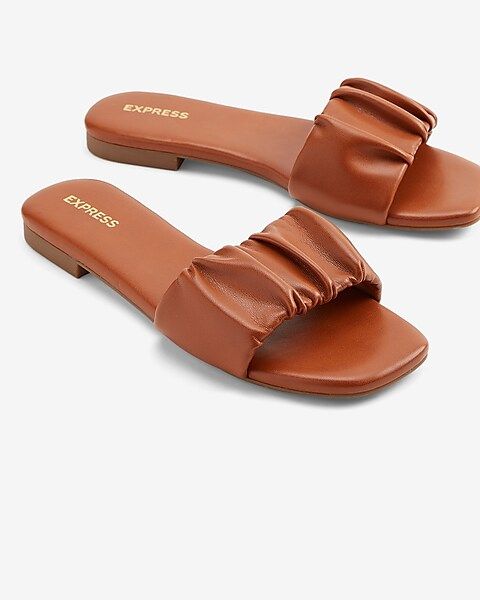 Ruched One Band Slide Sandals | Express