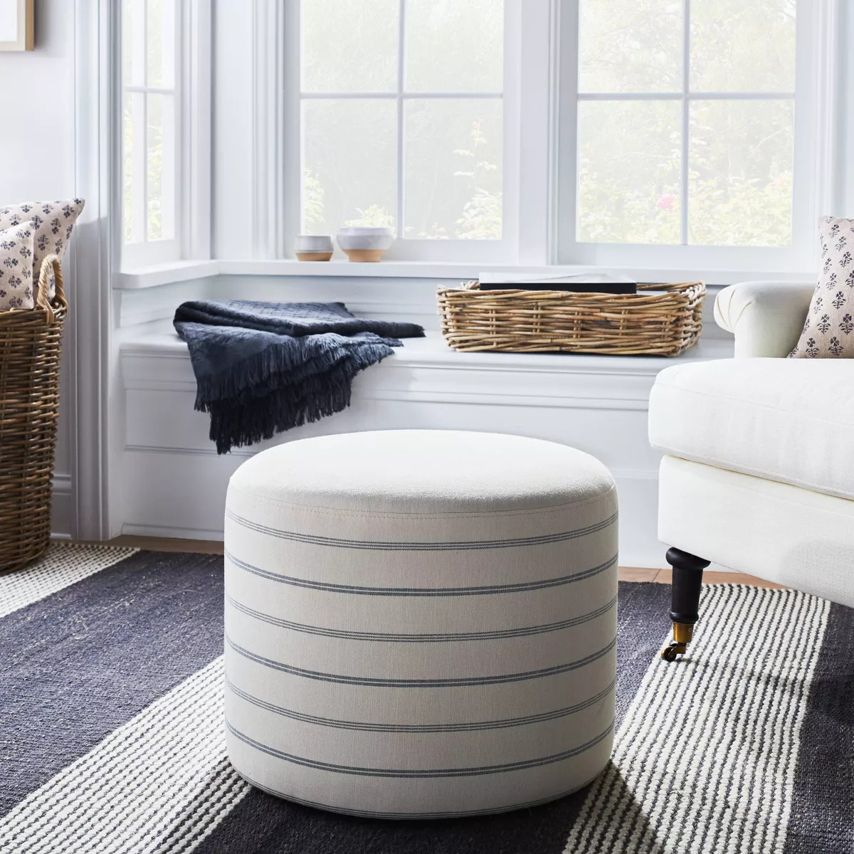 Lynwood Upholstered Round Cube Ottoman - Threshold™ designed with Studio McGee | Target